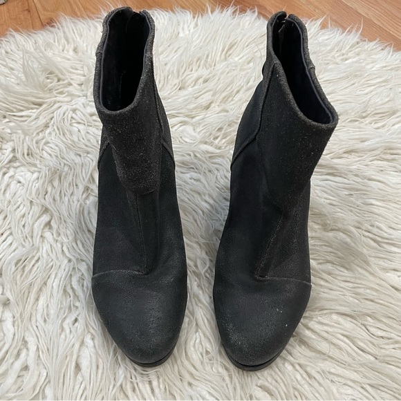 RAG & BONE Black Coated Waxy Newbury Suede Heeled Ankle Boots EUC Size 37.5 - Picture 3 of 7